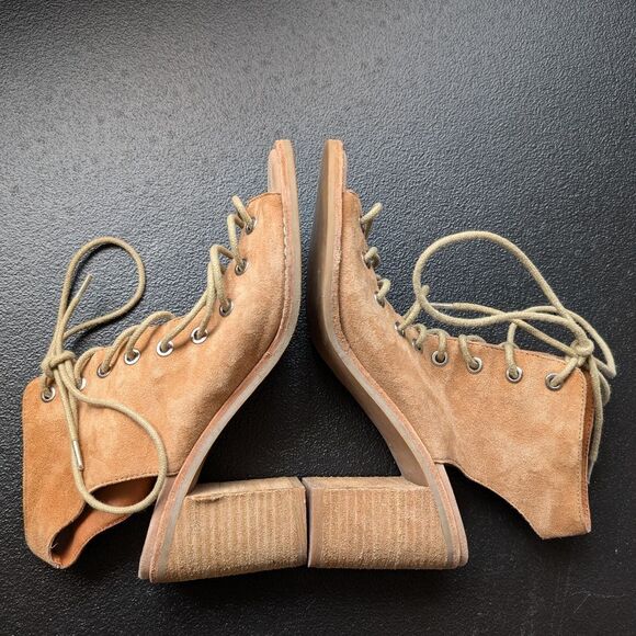 Jeffrey Campbell X Free People Lace Up Heels Suede Ankle Booties Block Heel 7 - Picture 5 of 13